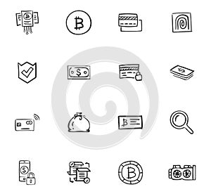 Doodle Cripto-currecy icons set