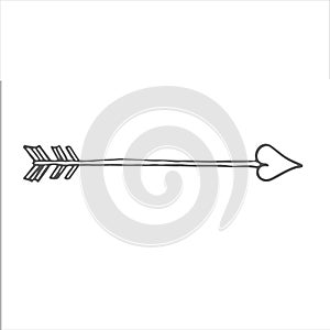 Doodle of cupid`s arrow. Vector photo