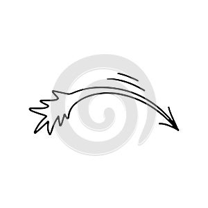 Doodle of cupid`s arrow vector illustration isolated on white background.