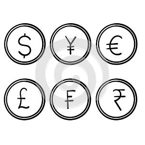 Doodle currency illustration with hand drawn style vector isolated