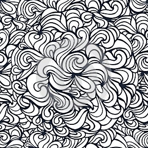 Doodle curves outline ornamental seamless pattern