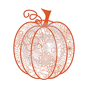 Doodle design of Halloween pumpkin for Halloween card invitations and adult coloring book pages
