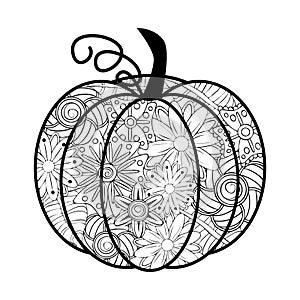 Doodle design of Halloween pumpkin for Halloween card invitations and adult coloring book pages