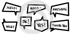 Doodle elements of speech bubbles. use for concept comic design