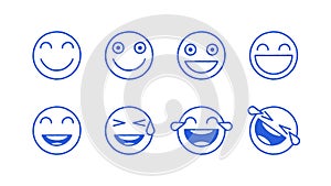 Doodle emoticons stickers set smiles laughter. Transparent background