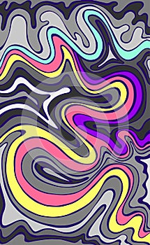 Doodle fantasy wavy background. Decorative surreal waves texture. Vector hand drawn psychedelic abstract texture.