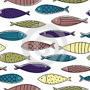 doodle fishes pattern