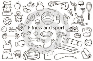Doodle fitness and sport design elements