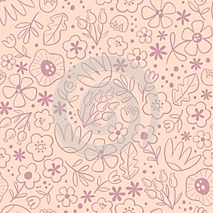 Doodle Floral Sweet Seamless Pattern