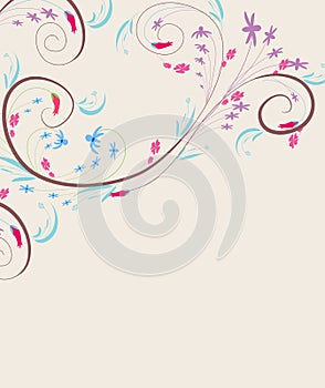 Doodle florals vintage background