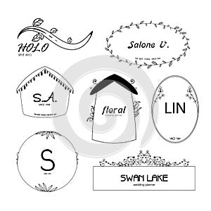 Doodle Flower euphemistic Logos Template