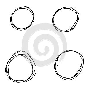 Doodle frame is round. A circle drawn by hand.Random graffiti. A set of round frames.Vector illustration