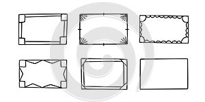 Doodle frames set, hand-drawn monograms.Edgings and cadres with simple sketchy elements for your design.Isolated. Vector