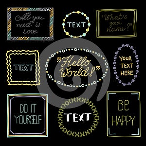 Doodle frames with text - hand drawn