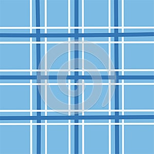 Doodle Gingham Check Plaid Vector Pattern. Vertical and horizontal hand drawn crossing colored stripes. Chequered