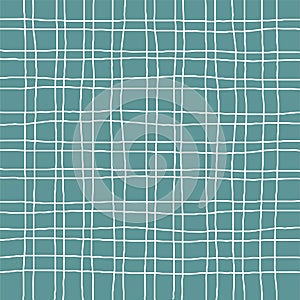 Doodle Gingham Check Plaid Vector Pattern. Vertical and horizontal hand drawn crossing colored stripes. Chequered