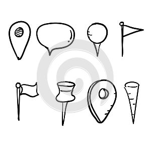 Doodle gps pointer map location illustration vector handdrawn style