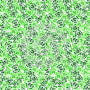 Doodle green clover Saint Patrick's Day vector seamless pattern