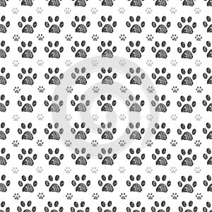 Doodle grey big and small paw print