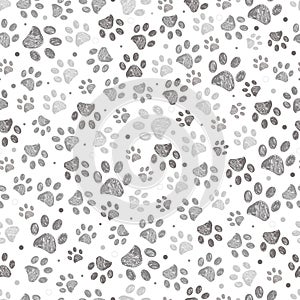 Doodle grey big and small paw print