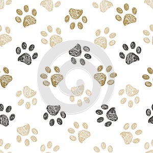 Doodle grey and gold paw print