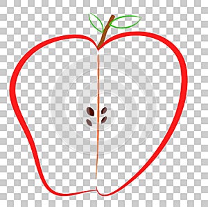 Doodle, Half of Colorful Apple, at Transparent Effect Background