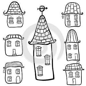 Doodle hand draw houses