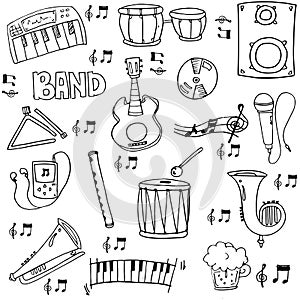 Doodle of hand draw music element