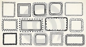 Doodle Hand Drawn Frames and Borders Set