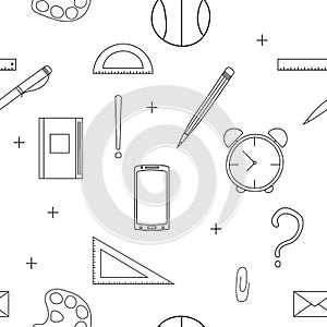 Doodle hand drawn seamless pattern on a school theme.