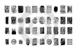 Doodle hand drawn set scribble brushes. Ink lines, textures, scribbles of pen, hatching, scratch