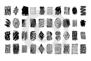 Doodle hand drawn set scribble brushes. Ink lines, textures, scribbles of pen, hatching, scratch