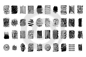 Doodle hand drawn set scribble brushes. Ink lines, textures, scribbles of pen, hatching, scratch
