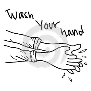 Doodle Hand washing with soap icon