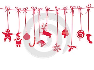 Doodle hanging christmas gifts background