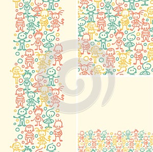 Doodle happy children seamless pattern background