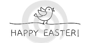 Doodle Happy Easter chick bird scribble banner