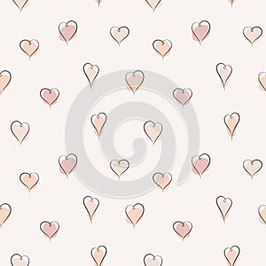 Doodle heart shapes seamless repeat vector pattern