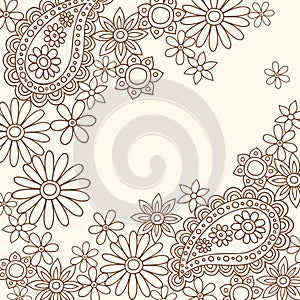 Doodle Henna Abstract Paisley and Flowers