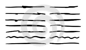 Doodle highlighting elements. Hand drawn lines, drawing line sketch style