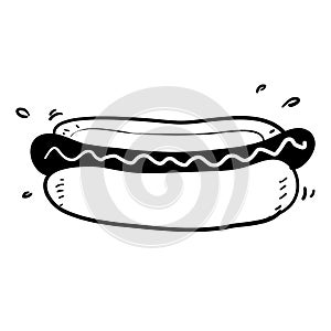 Doodle hotdog illustration vector handddrawn doodle style