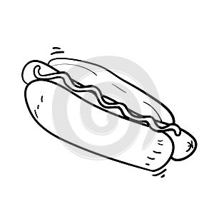 Doodle hotdog illustration vector handddrawn doodle style