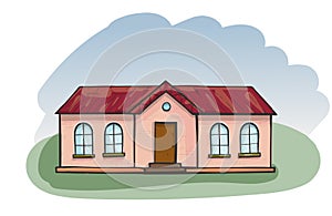 Doodle house, cartoon scribble style vector illustration.