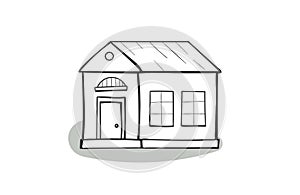 Doodle house, cartoon scribble style vector illustration.