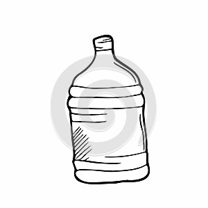 Doodle icon big large plastic water bottle canister with handle 5 litres black and white clip art single container pictogram