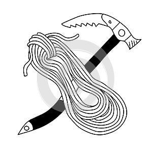 Doodle icon. coil of climbing rope. vector illustration