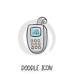 Doodle icon with credit card payment.