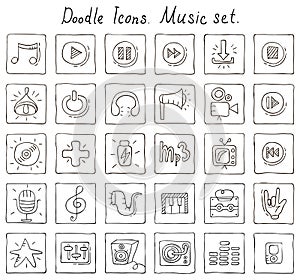 Doodle icons. Music set