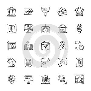 Doodle Icons of Real Estate
