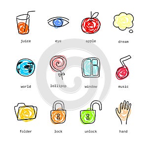 Doodle icons set